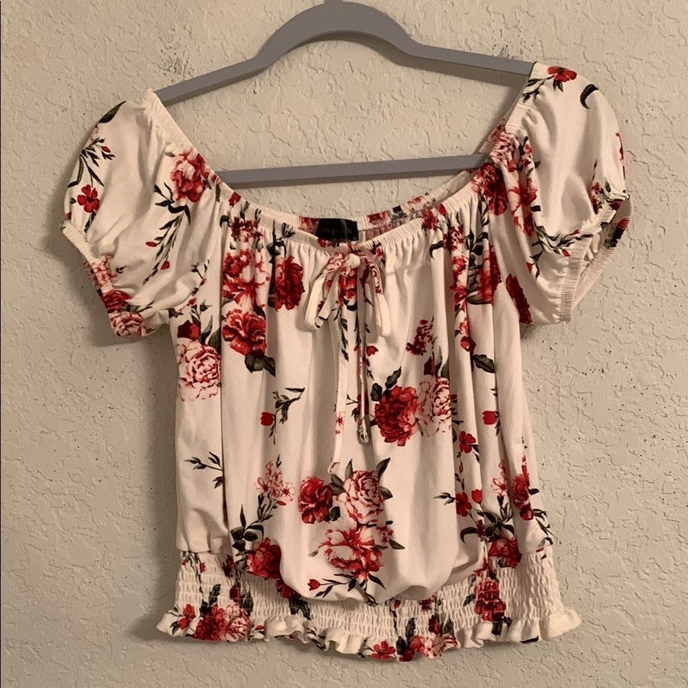 Orange Kiss Floral Off-Shoulder Top Size L